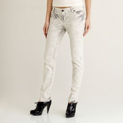 Pale grey straight leg tie dye jeans