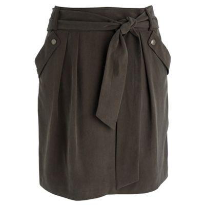Khaki green pocket detail skirt