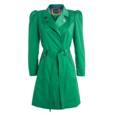 Mint green belted trench coat