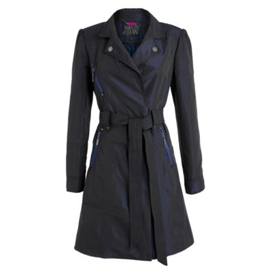 Navy mid-length trench coat