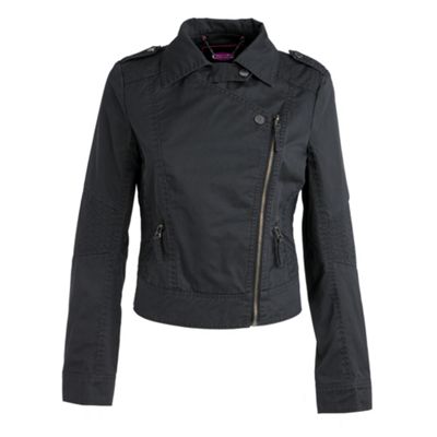 Butterfly by Matthew Williamson Grey canvas biker jacket