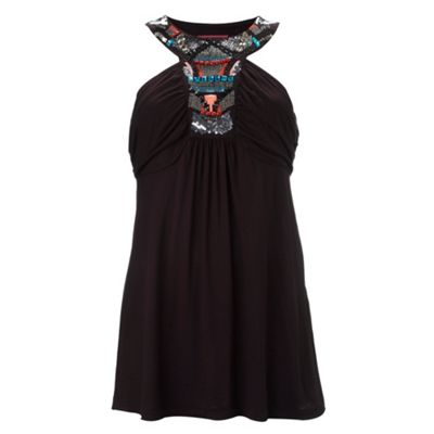 Butterfly by Matthew Williamson Black embellished neck camisole