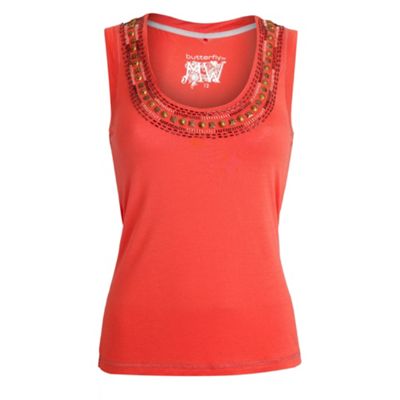 Orange embellished vest top