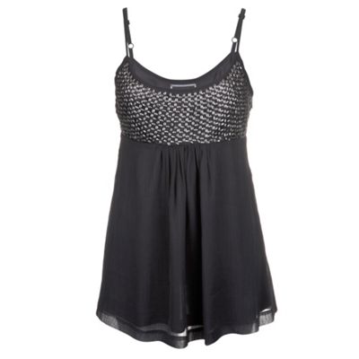 Black woven stud camisole