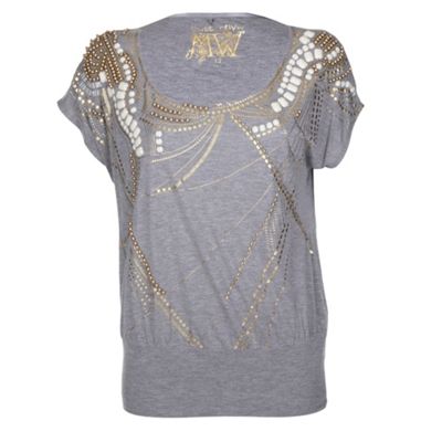 Butterfly by Matthew Williamson Grey and gold t-shirt