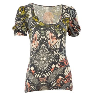 Natural butterfly print t-shirt