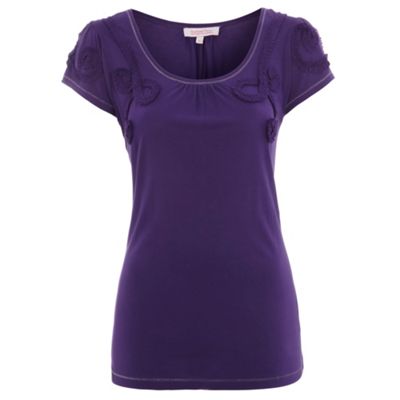 Purple cornelli neck detail t-shirt