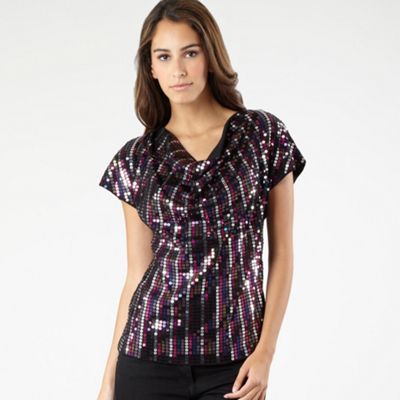 Black sequinned Wear it pink t-shirt