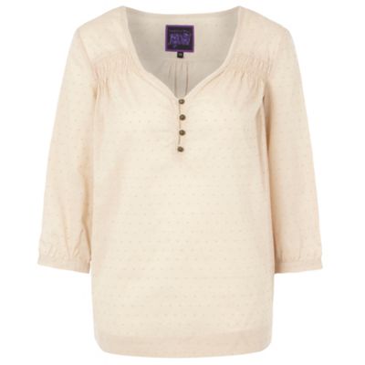 Light cream textured spot blouse