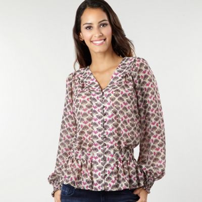 Butterfly by Matthew Williamson Dark cream fan print blouse