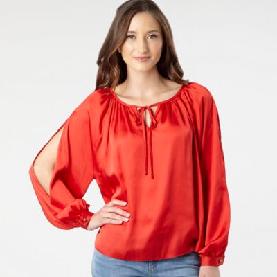 Orange split sleeve blouse