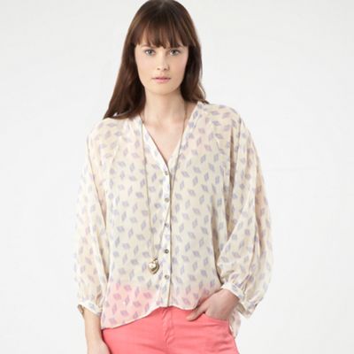 Natural sheer diamond print blouse