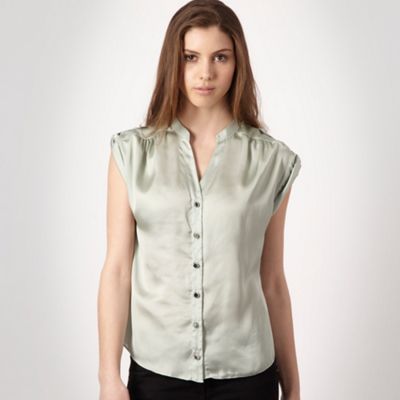 Pale green satin blouse