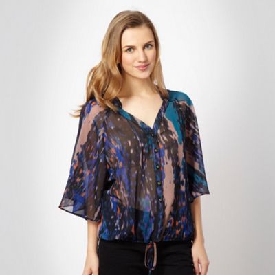 Navy abstract animal blouse