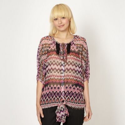 Designer pink heart aztec blouse