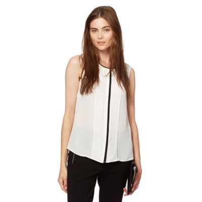 Preen/EDITION Designer ivory contrast trim blouse