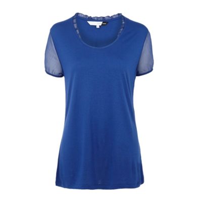 Bright blue chiffon sleeve t-shirt