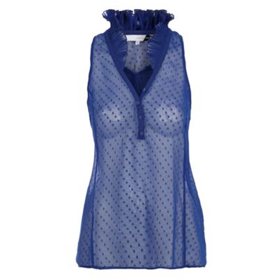 Preen/EDITION Bright blue chiffon spot blouse