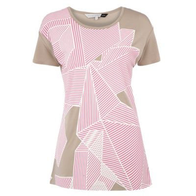 Natural abstract print longer line t-shirt