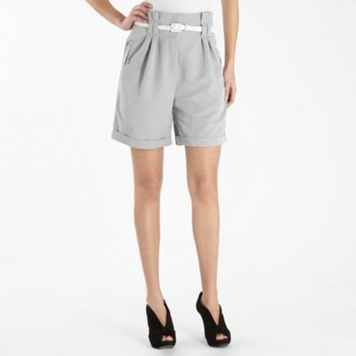 Light grey pleat waist shorts