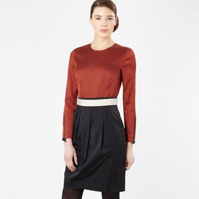 Black belted colour block dress
