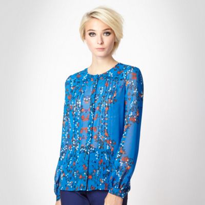 Preen/EDITION Blue oriental bird printed blouse