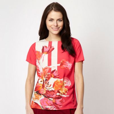 Designer pink floral striped top                                                                                                