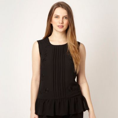 Designer black sheer embroidered top                                                                                            