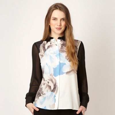 Designer black floral front shirt                                                                                               