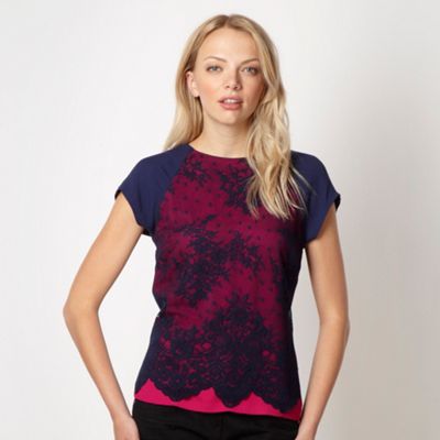 Designer pink contrast lace top                                                                                                 