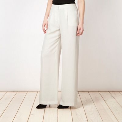 Designer ivory palazzo trousers                                                                                                 