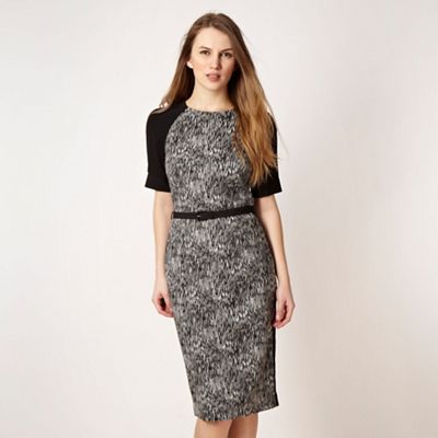 Designer black belted space dye dress                                                                                           
