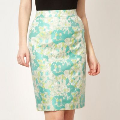 Designer light green jacquard fluorescent skirt                                                                                 