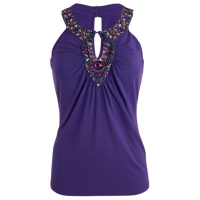 Purple embellished tribal top