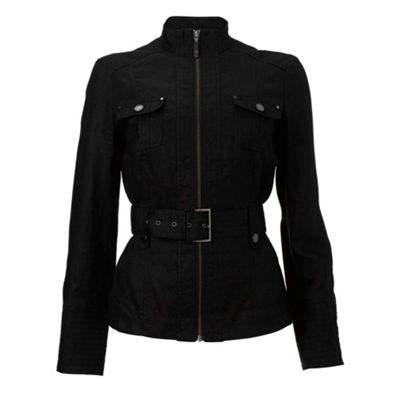 Black linen belted jacket