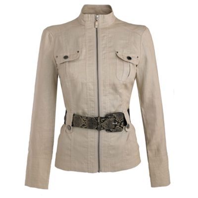 Natural linen snake belted jacket