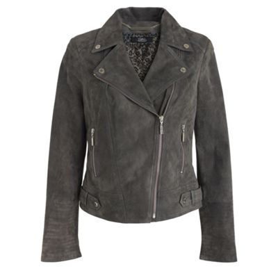 Star by Julien Macdonald Grey suede biker jacket