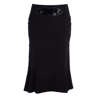 Black belted seamed skirt