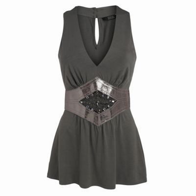 Star by Julien MacDonald Khaki cracked foil detail vest