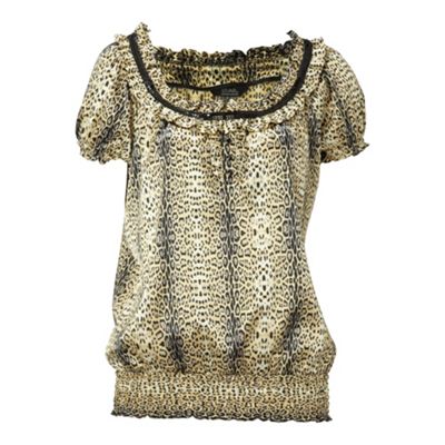 Natural animal print day top