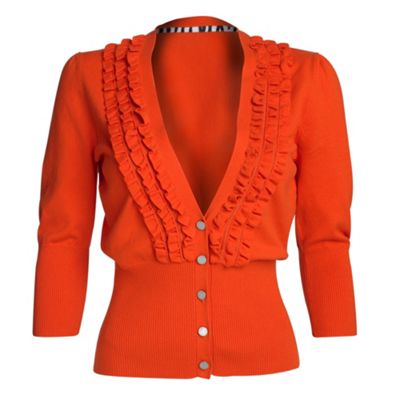 orange ruffle cardigan