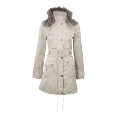 Natural hooded parka