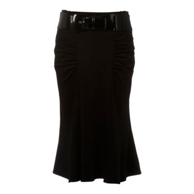 Black ruched belted skirt