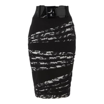 Black lace panel skirt