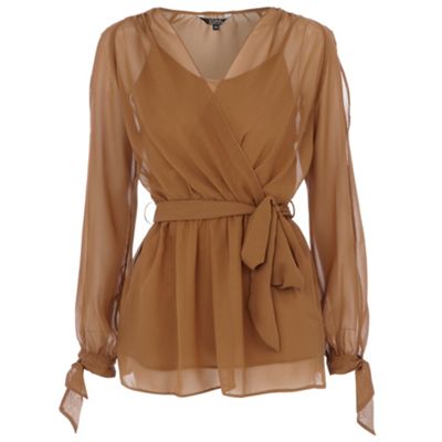 Star by Julien Macdonald Natural split sleeve wrap blouse