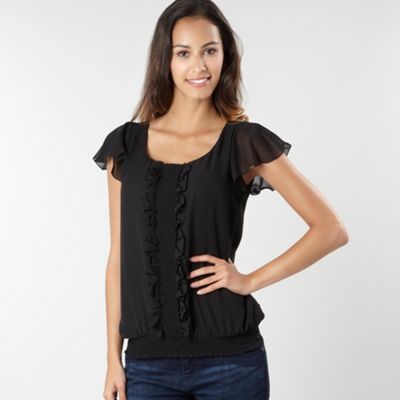 Star by Julien Macdonald Black shirred panel short sleeve blouse