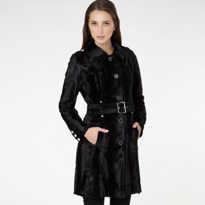 Black Faux Fur Slinky Coat