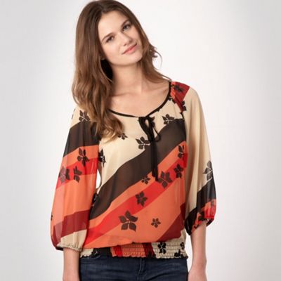 Star by Julien Macdonald Red woven leaf gypsy blouse