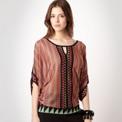 Orange triangle knitted kimono blouse