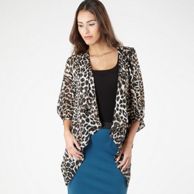 Naturfarbener Überwurf mit Animal Print                                                                                        